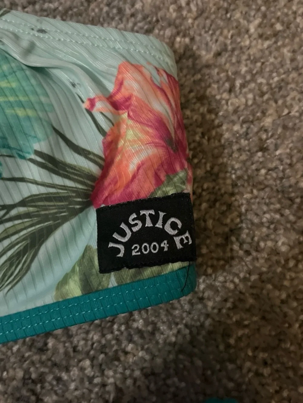 Justice Girls Floral Mint Green Two-Piece Swim Set with Skirt